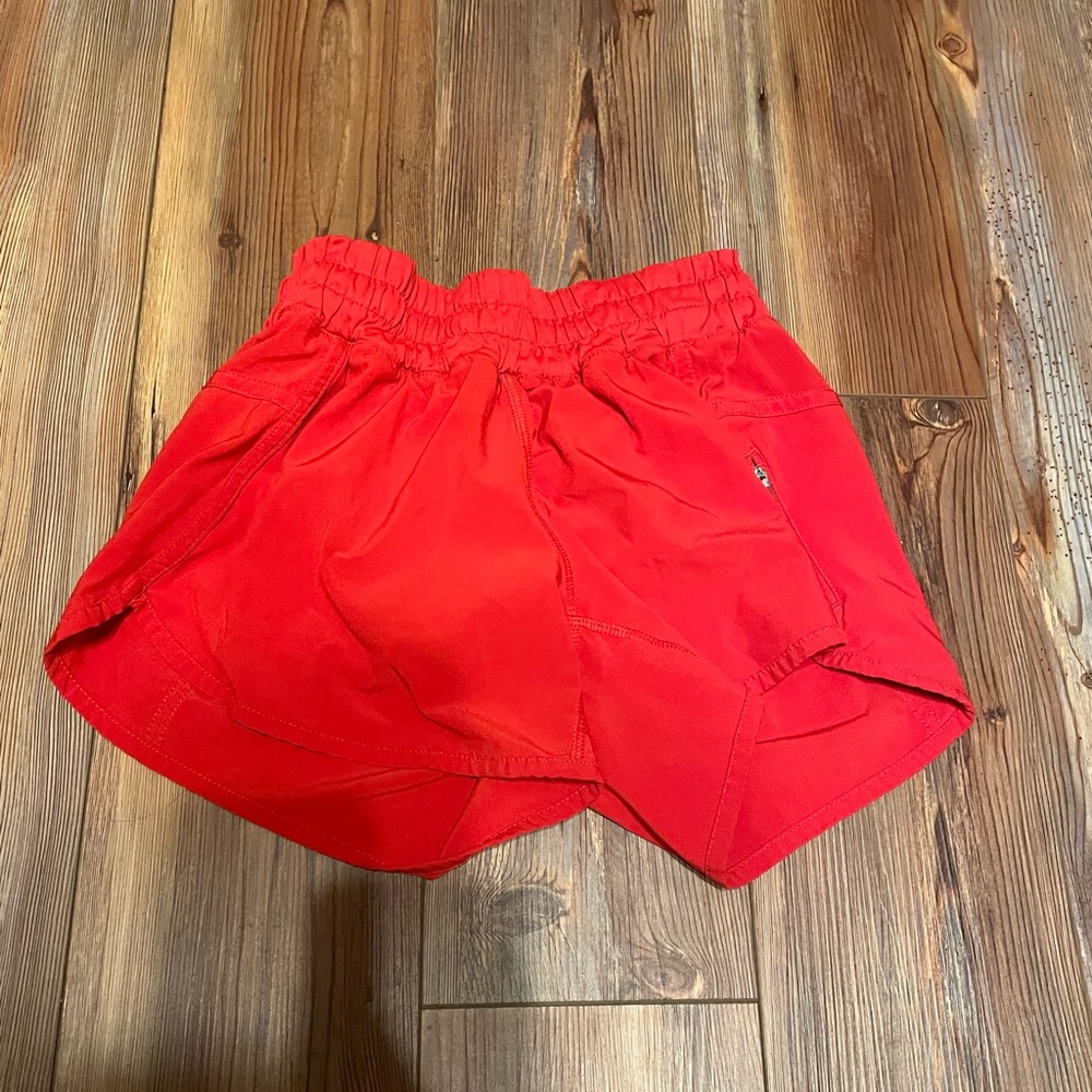 Red Tracker Lululemon Shorts 4”